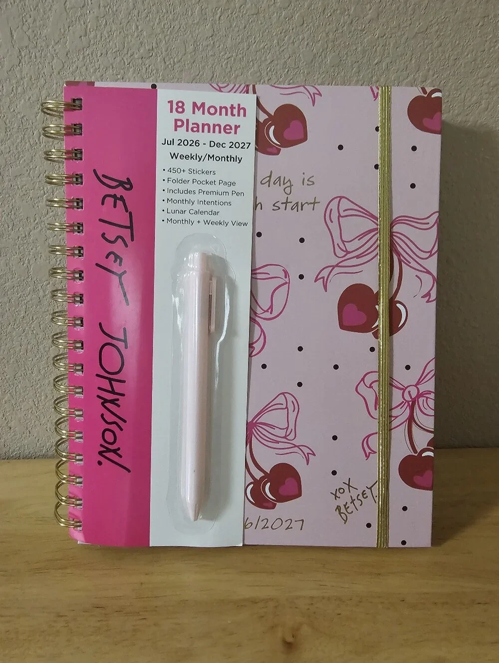 Betsey Johnson Cherry & Bow Spiral Planner